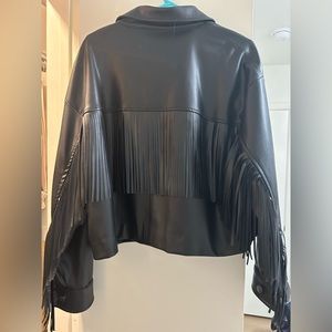 Zara Leather Jacket Fringe on back